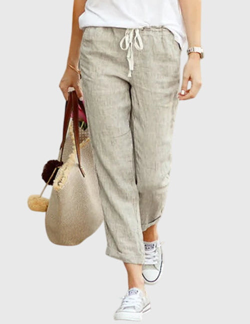 GIORGIA | PANTALONI IN LINO CON COULISSE REGOLABILE