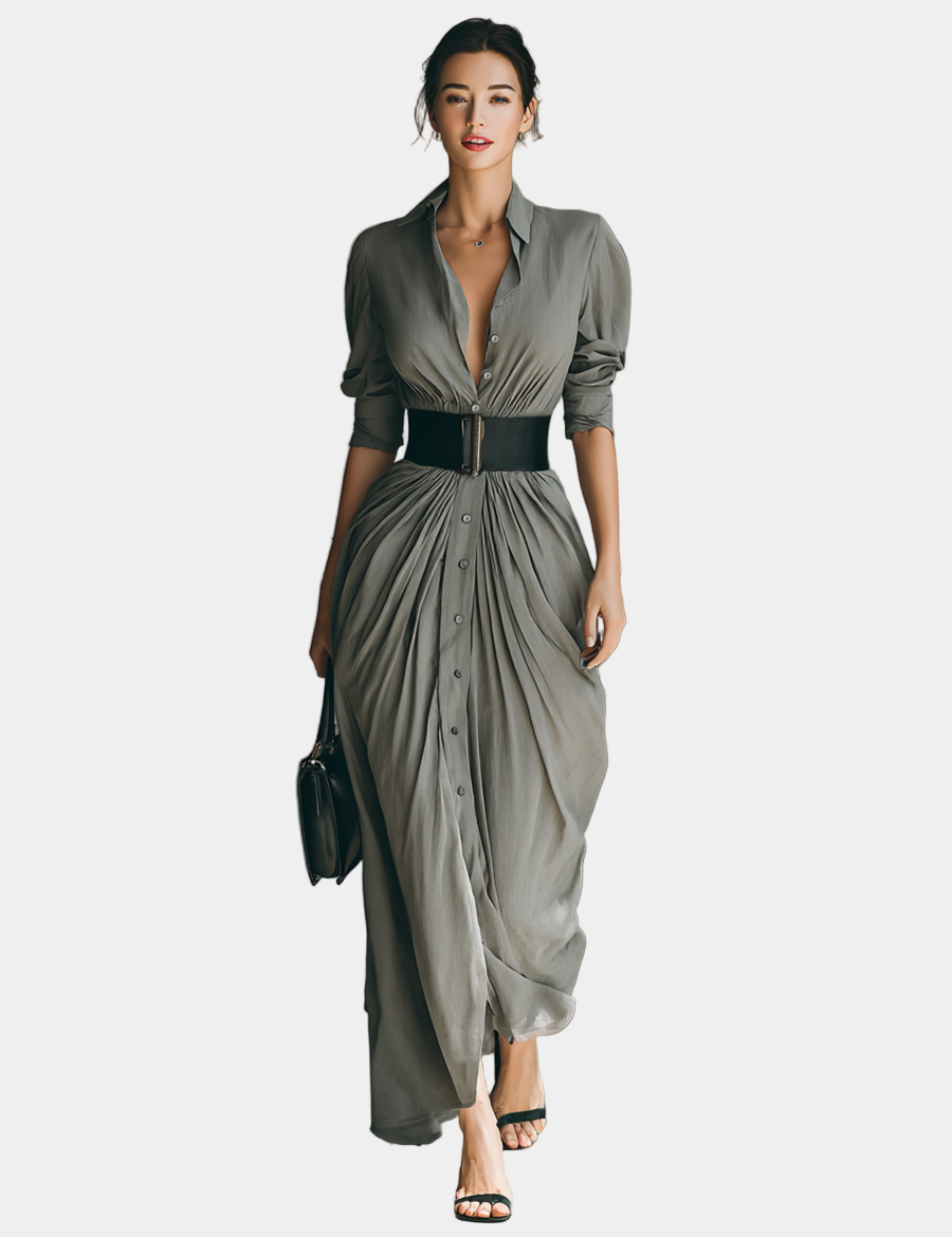 VITTORIA | ABITO CAMICIA LUNGO ELEGANTE