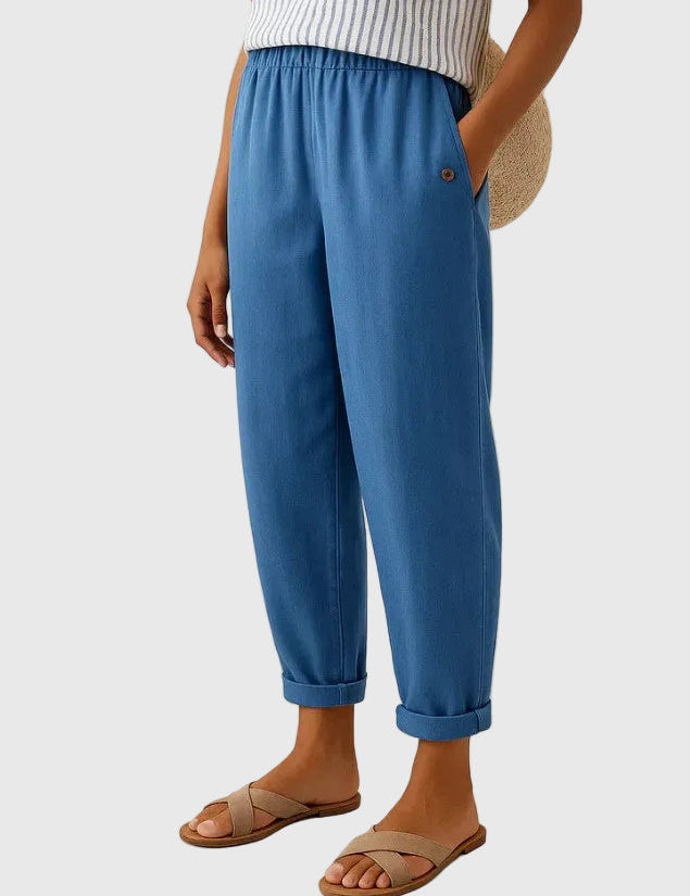 LUCIA | PANTALONI IN LINO MORBIDI CON VITA ELASTICIZZATA