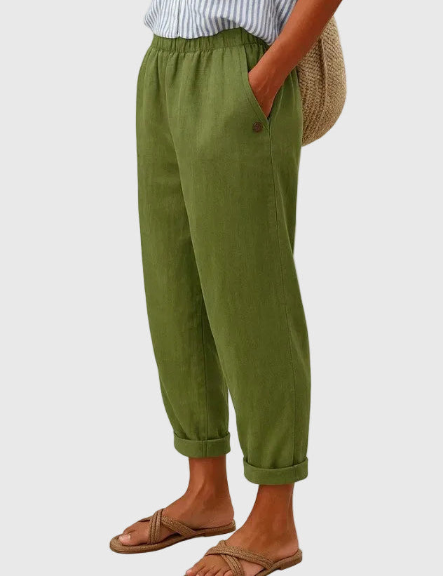 LUCIA | PANTALONI IN LINO MORBIDI CON VITA ELASTICIZZATA
