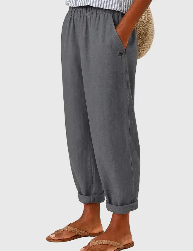 LUCIA | PANTALONI IN LINO MORBIDI CON VITA ELASTICIZZATA