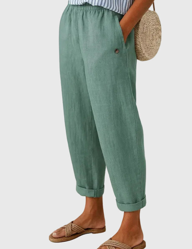 LUCIA | PANTALONI IN LINO MORBIDI CON VITA ELASTICIZZATA
