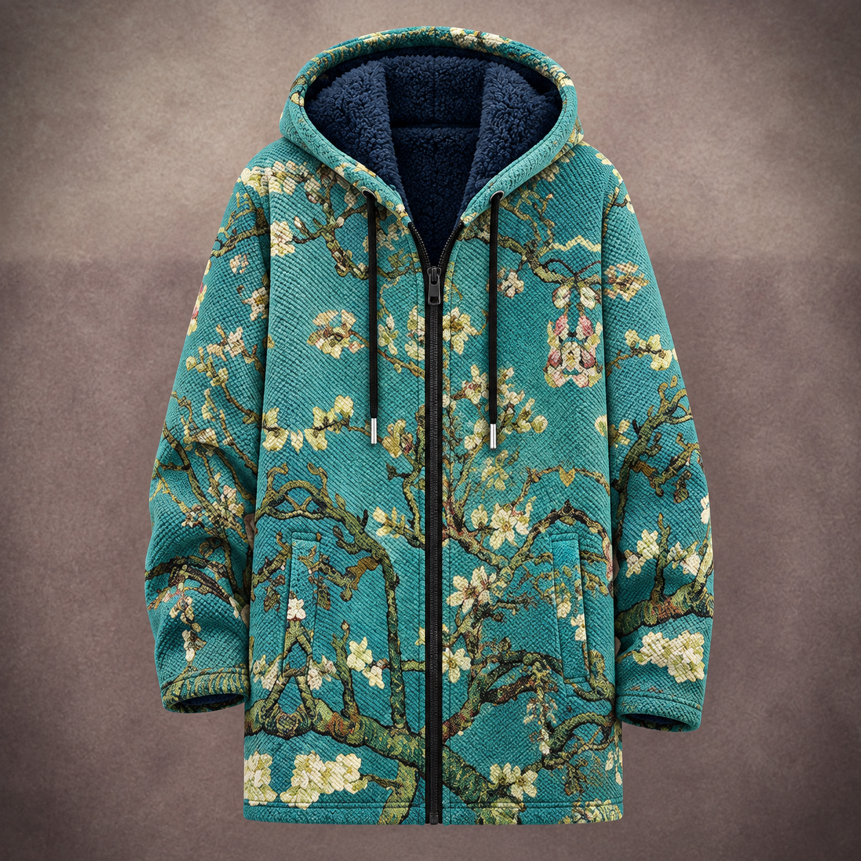 Chiara | Cardigan Lungo Foderato con Motivo Floreale Artistico
