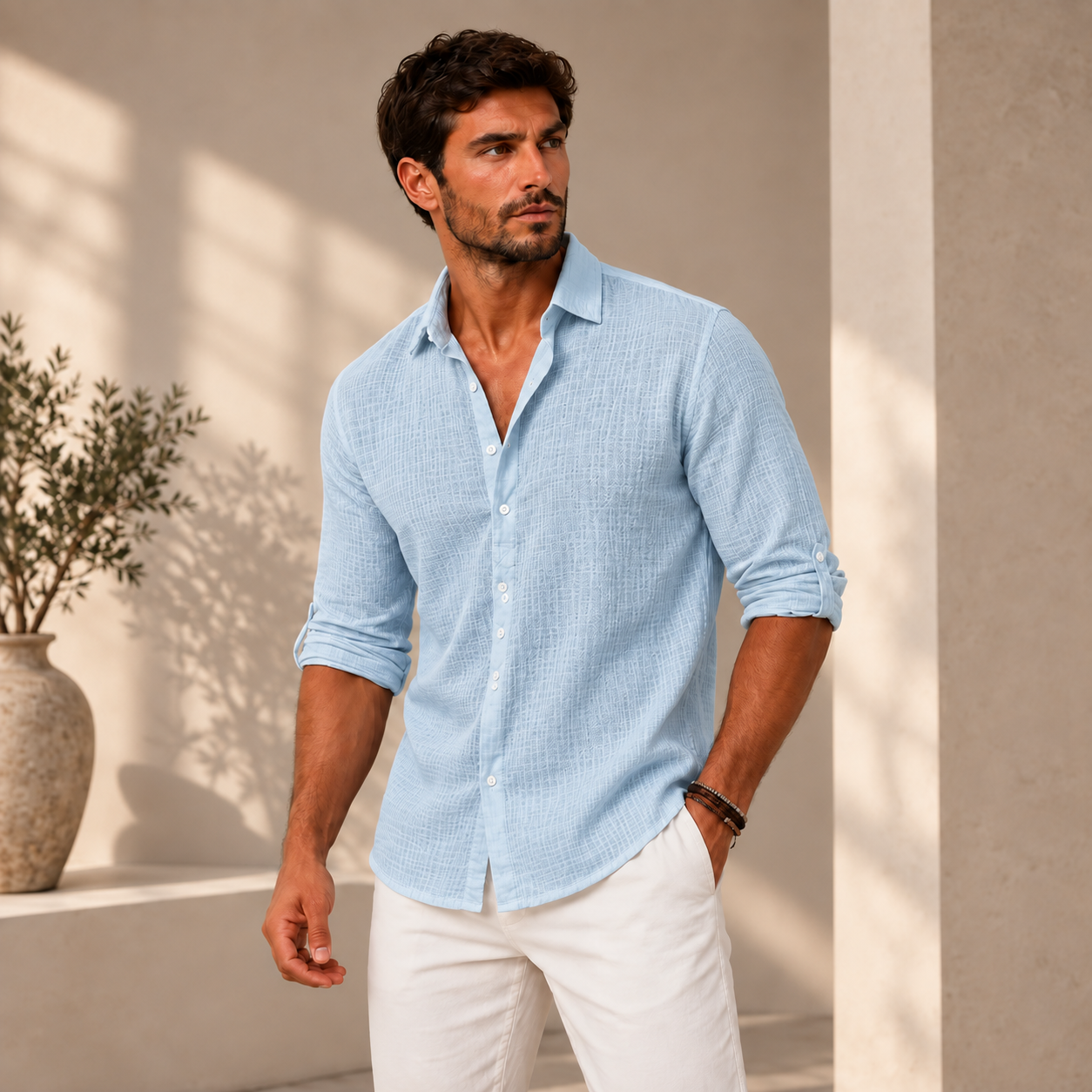 Emiliano | Camicia in Lino e Cotone Dall'Eleganza Naturale