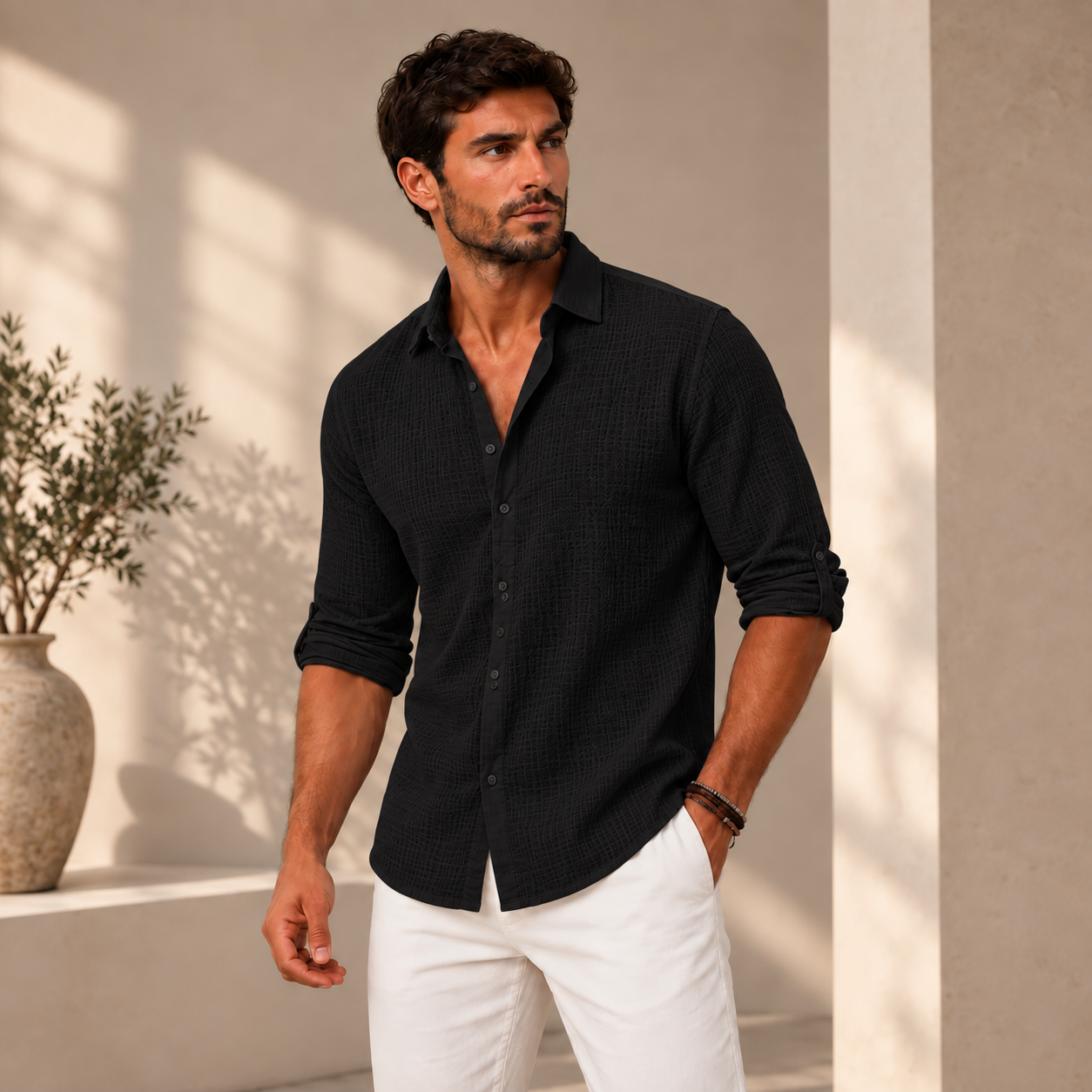 Emiliano | Camicia in Lino e Cotone Dall'Eleganza Naturale