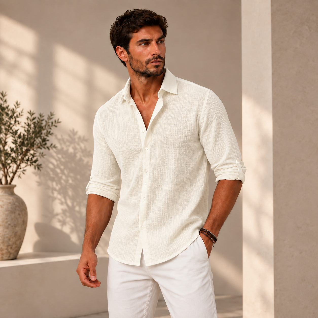Emiliano | Camicia in Lino e Cotone Dall'Eleganza Naturale