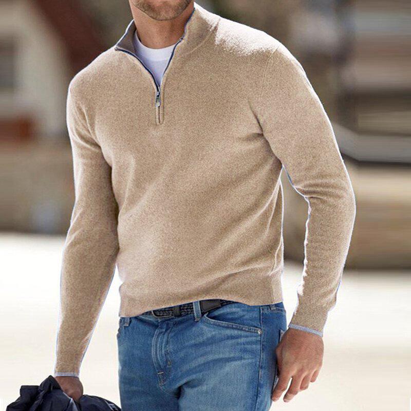 Federico | Maglione Grigio Chiaro Mezza Zip