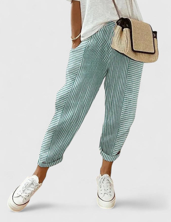MARTINA | PANTALONI A RIGHE IN LINO DALLO STILE CASUAL CHIC