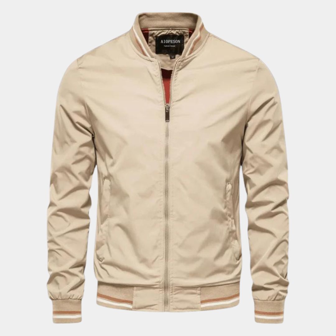 Leonardo | Giacca Bomber Verde Militare con Dettagli a Righe