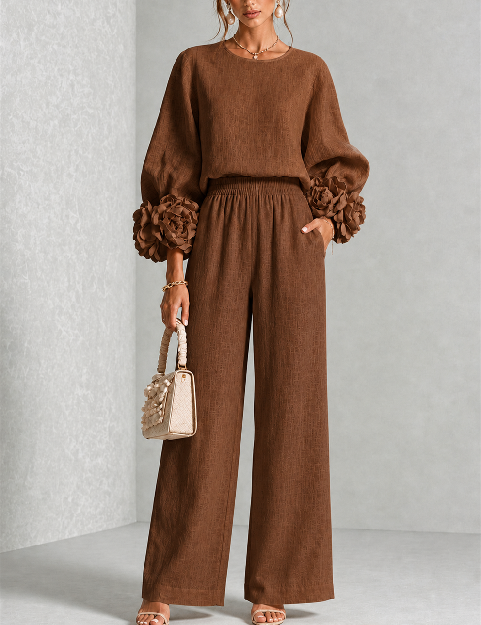 Giada | Completo Coordinato con Rose 3D ai Polsini